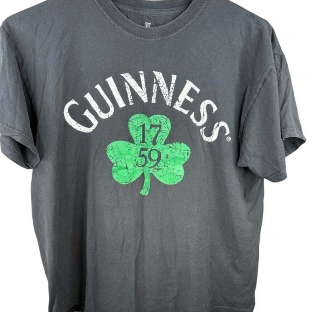 Guinness Official Merchandise Gray shirt Sz large distressed‎ thin thrashed